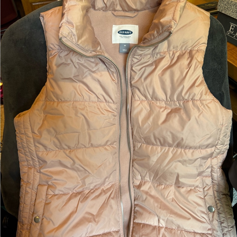 Old Navy blush  Quilted Vest with Stand-Up Collar